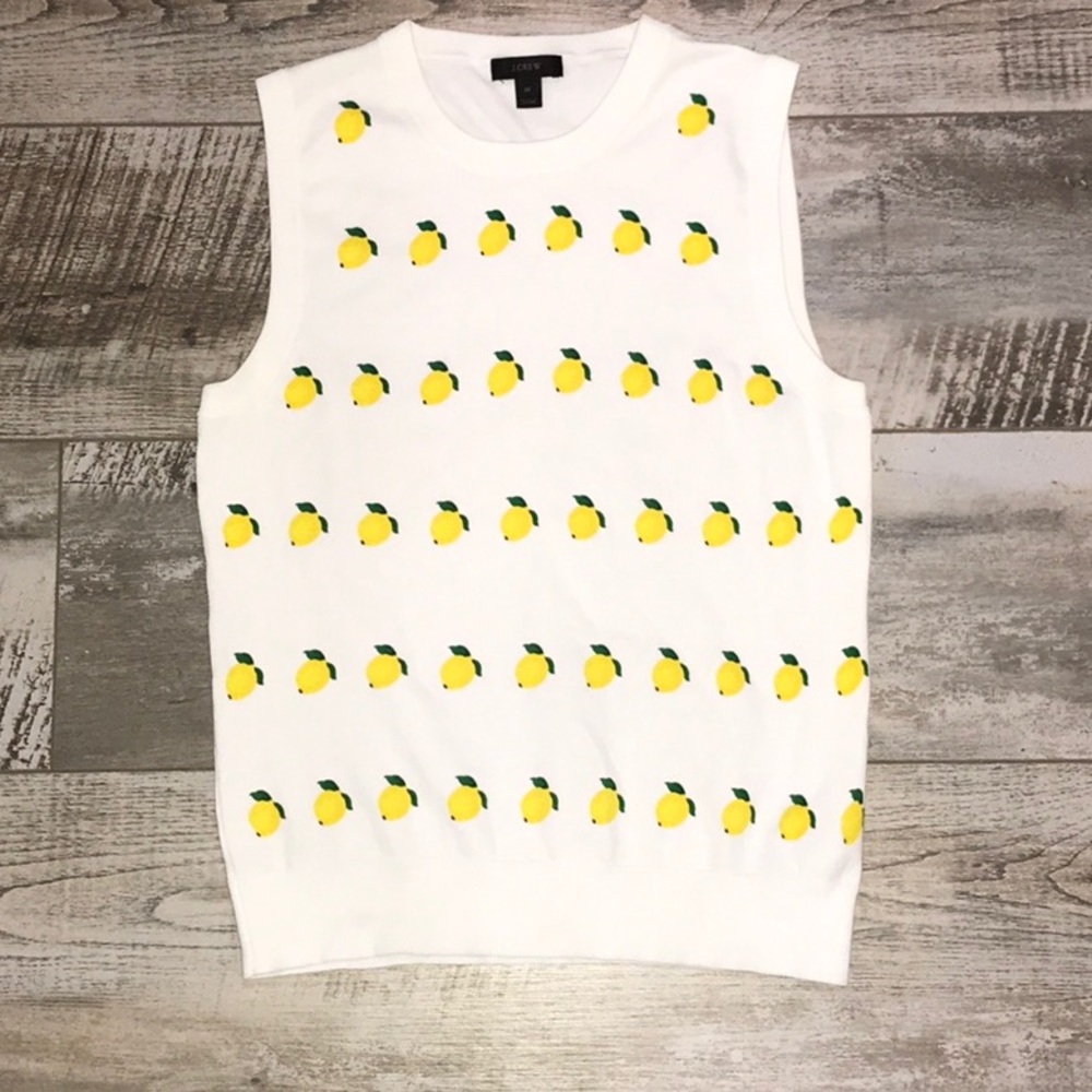 J. Crew Lemons 🍋 White Sleeveless Knit Tank